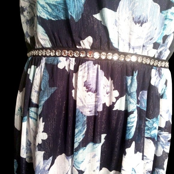 Party Dress, Floral Gown, Evening Dress, Embellished Gown, Size 14W Dress, Maxi - Picture 3 of 12